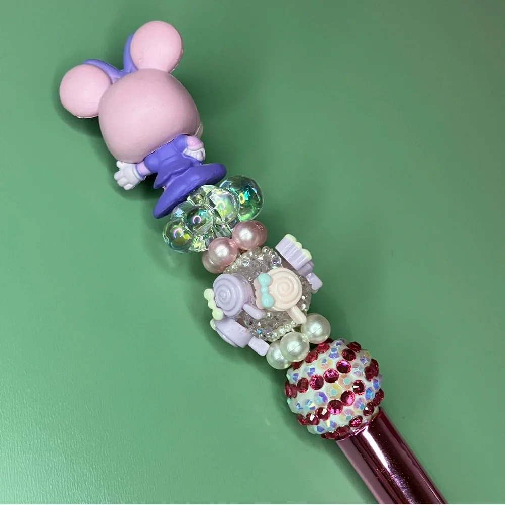 Handmade Beaded Pen Disney Doorables Mad Tea Party Minnie Mouse Kawaii Cutecore - Picture 2 of 4